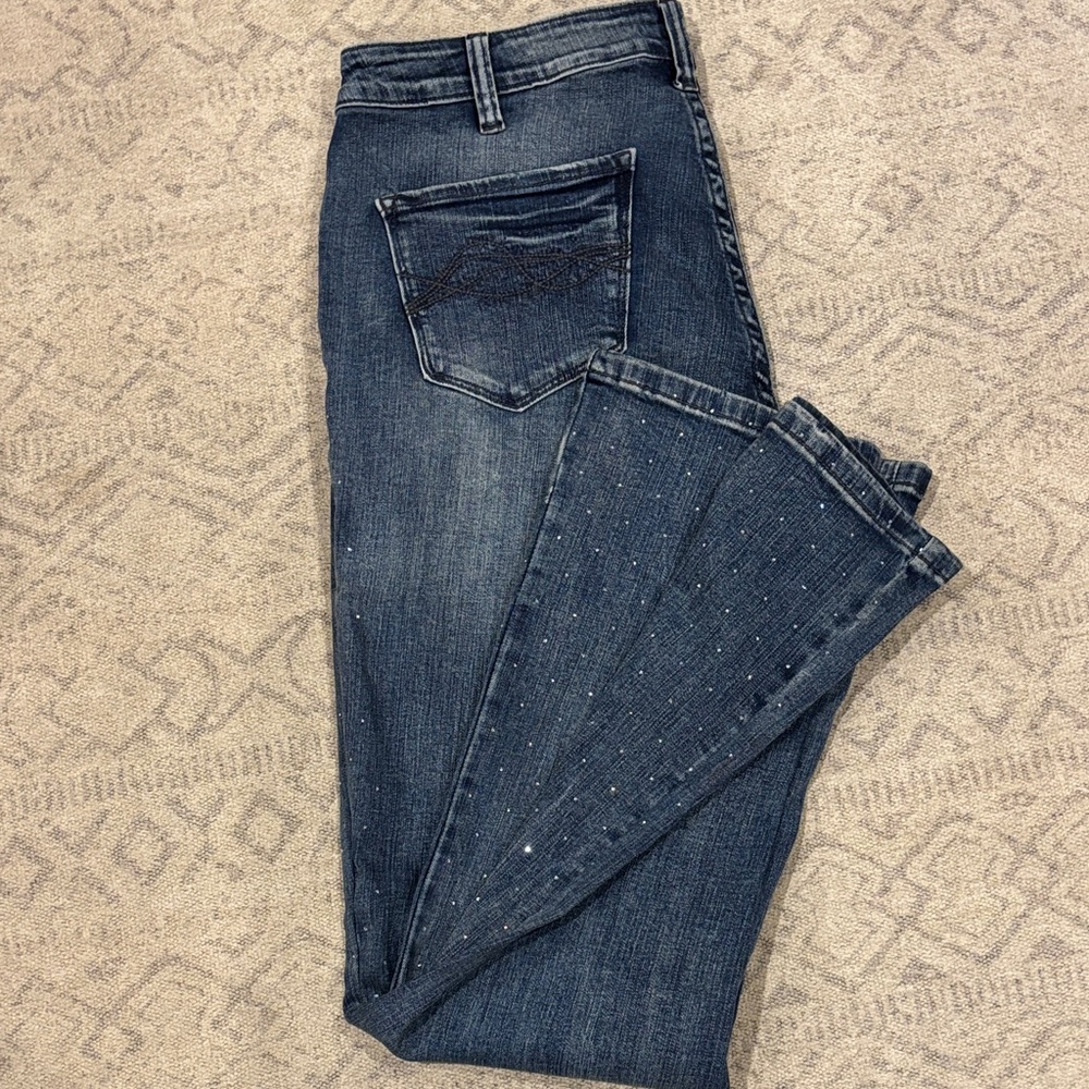 Cowgirl Tuff Dark Blue Boot Cut Bling Jeans 32 x 31